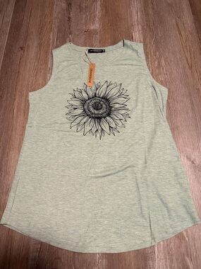 Orandesigne Tank Top with Black Sunflower
